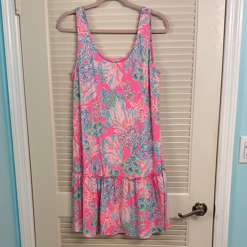 Lilly Pulitzer Skyelar Tank Dress Prosecco Pink Seaing Things Size Medium - Picture 4 of 8